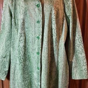 Dialogue Textured Faux Reptile Green Jacket 18W